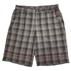 Lululemon Kahuna Shorts Mens Size 34 Measures 33 Gray Plaid Performance
